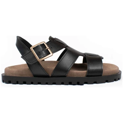 Will's Vegan Store Damen vegan Sandalen Gladiator Footbed Schwarz