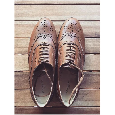 Will's Vegan Store Damen vegan Schuhe Damen Oxford Brogues Wide Fit Tan