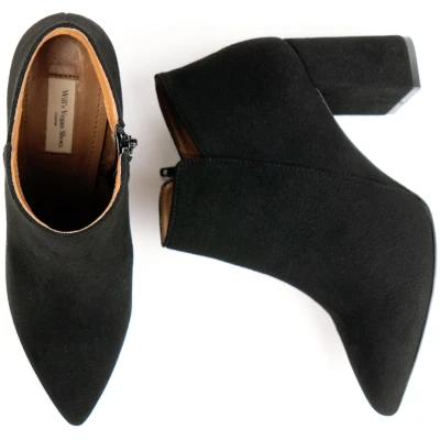 Will's Vegan Store Damen vegan Stiefel Point Toe Schwarz