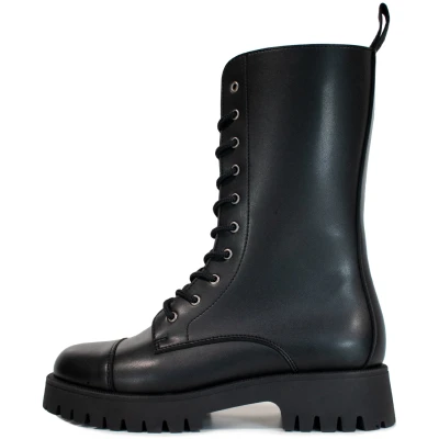 Will's Vegan Store Damen vegan Track Sole 10 Eye Boots Schwarz