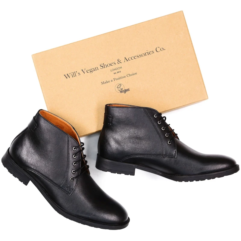Will's Vegan Store Herren vegan Stiefel Chukka Schwarz