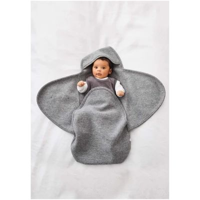 hessnatur Baby Wollwalk Schlafsack aus Bio-Merinowolle - grau - Größe 76 cm