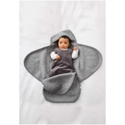 hessnatur Baby Wollwalk Schlafsack aus Bio-Merinowolle - grau - Größe 76 cm