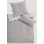 hessnatur Biber Wendebettwäsche-Set Streifen aus Bio-Baumwolle - grau - Größe 135x200 / 40x80 cm