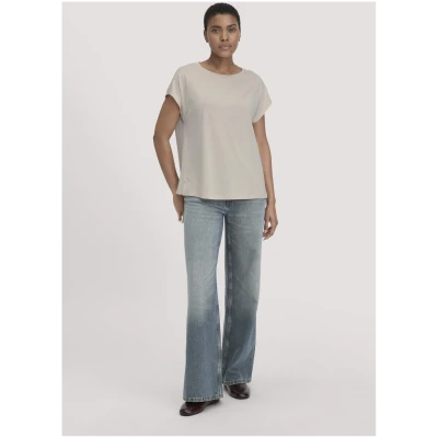 hessnatur Damen T-Shirt Oversize aus TENCEL™ Lyocell mit Bio-Baumwolle - beige - Größe L