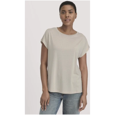 hessnatur Damen T-Shirt Oversize aus TENCEL™ Lyocell mit Bio-Baumwolle - beige - Größe L