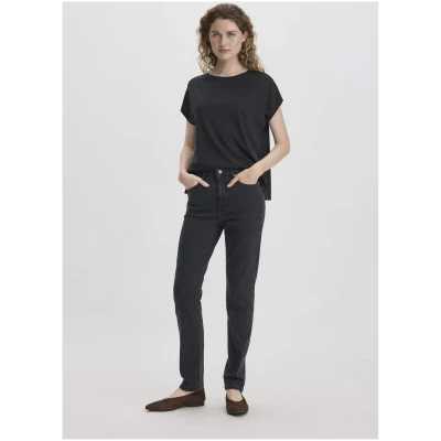 hessnatur Damen T-Shirt Oversize aus TENCEL™ Lyocell mit Bio-Baumwolle - schwarz - Größe M