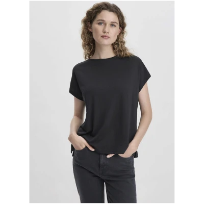 hessnatur Damen T-Shirt Oversize aus TENCEL™ Lyocell mit Bio-Baumwolle - schwarz - Größe M