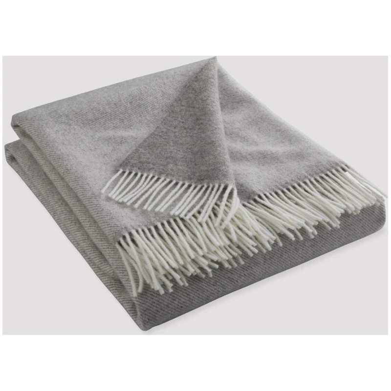 hessnatur Doubleface Plaid TOSID aus Bio-Lambswool - grau - Größe 130x180 cm