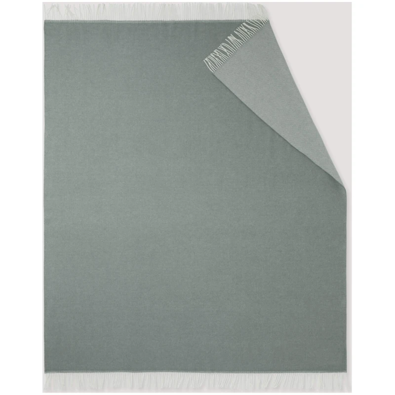 hessnatur Doubleface Plaid TOSID aus Bio-Lambswool - grün - Größe 130x180 cm