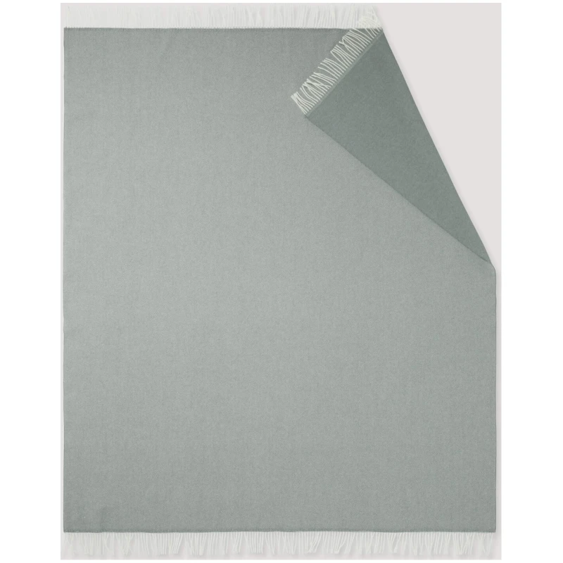 hessnatur Doubleface Plaid TOSID aus Bio-Lambswool - grün - Größe 130x180 cm