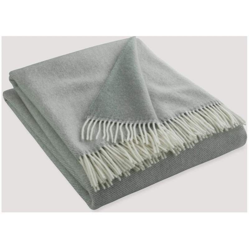 hessnatur Doubleface Plaid TOSID aus Bio-Lambswool - grün - Größe 130x180 cm