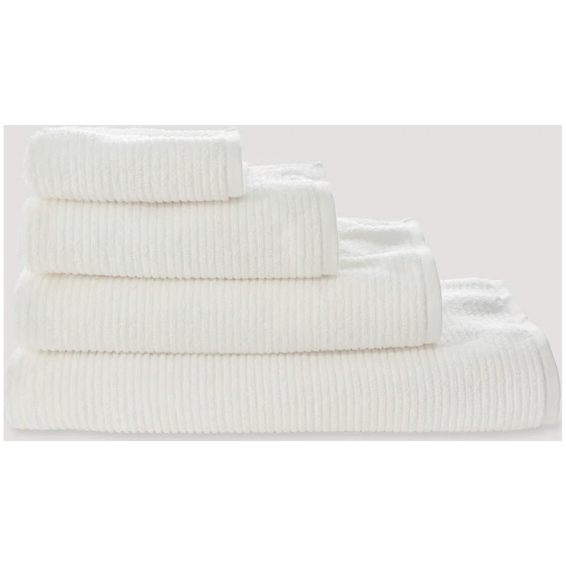 hessnatur Frottier Handtuch Rippstruktur aus Bio-Baumwolle - weiß - Größe 30x50 cm