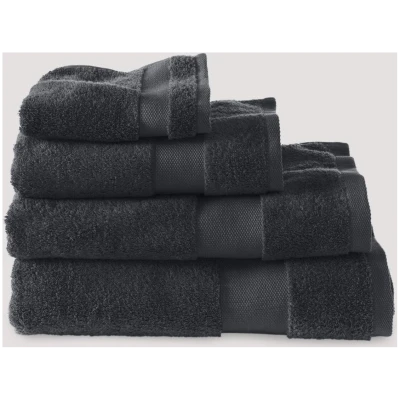 hessnatur Frottier Handtuch aus Bio-Baumwolle - schwarz - Größe 50x100 cm
