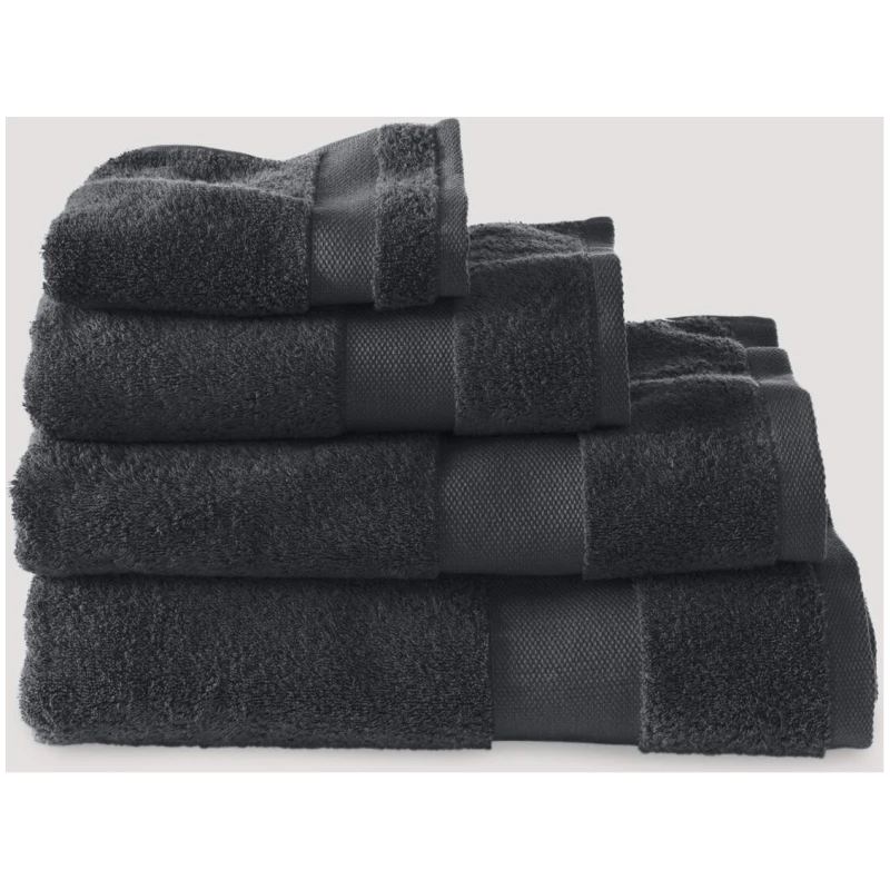 hessnatur Frottier Handtuch aus Bio-Baumwolle - schwarz - Größe 50x100 cm
