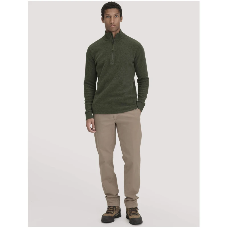 hessnatur Herren Fleece Troyer Relaxed aus Bio-Baumwolle - grün - Größe 46