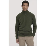 hessnatur Herren Fleece Troyer Relaxed aus Bio-Baumwolle - grün - Größe 46