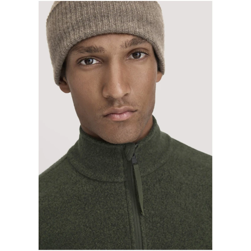 hessnatur Herren Fleece Troyer Relaxed aus Bio-Baumwolle - grün - Größe 46