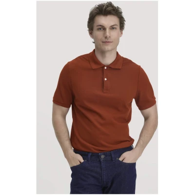 hessnatur Herren Piqué Polo Regular aus Bio-Baumwolle - braun - Größe 46