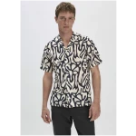 hessnatur Herren Resort Hemd Kurzarm Regular aus Bio-Baumwolle mit Leinen - schwarz - Größe XL (43/44)