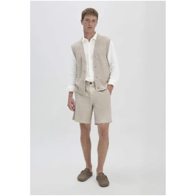 hessnatur Herren Shorts Relaxed aus Bio-Baumwolle mit Leinen - beige - Größe 31