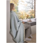 hessnatur Mix Plaid LIA aus Bio-Baumwolle mit Bio-Lambswool - blau - Größe 130x180 cm
