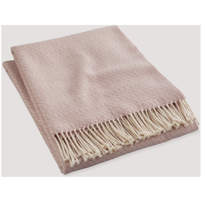 hessnatur Mix Plaid LIA aus Bio-Baumwolle mit Bio-Lambswool - rosa - Größe 130x180 cm