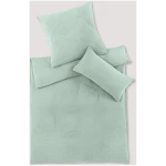 hessnatur Musselin Bettwäsche-Set aus Bio-Baumwolle - grün - Größe 240x220 / 2x40x80 cm