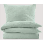 hessnatur Musselin Bettwäsche-Set aus Bio-Baumwolle - grün - Größe 240x220 / 2x40x80 cm