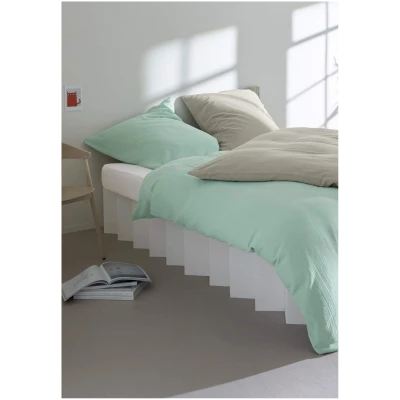 hessnatur Musselin Bettwäsche-Set aus Bio-Baumwolle - grün - Größe 240x220 / 2x40x80 cm