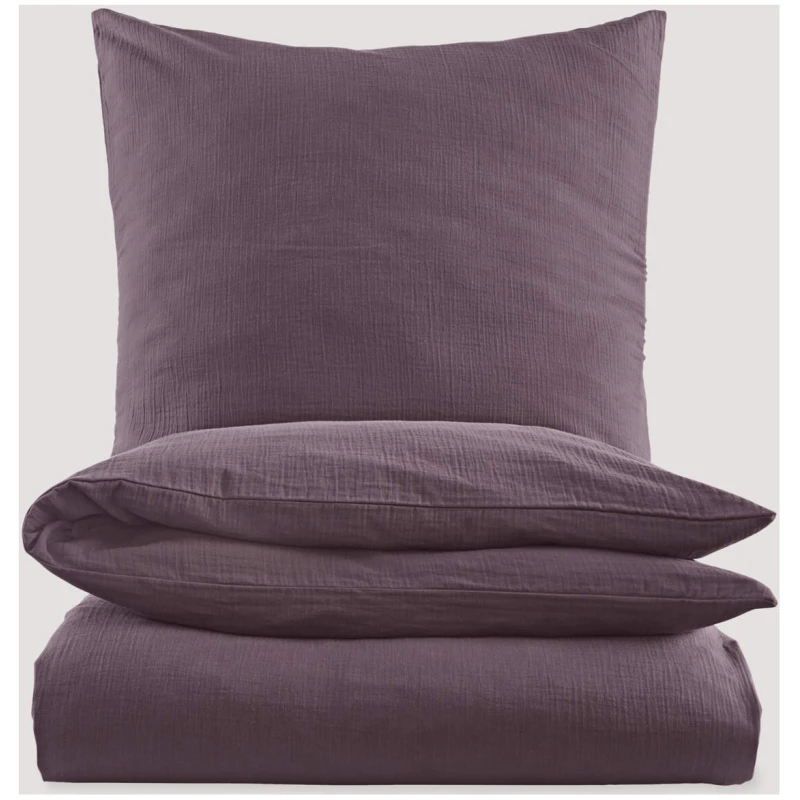 hessnatur Musselin Bettwäsche-Set aus Bio-Baumwolle - lila - Größe 135x200 / 40x80 cm