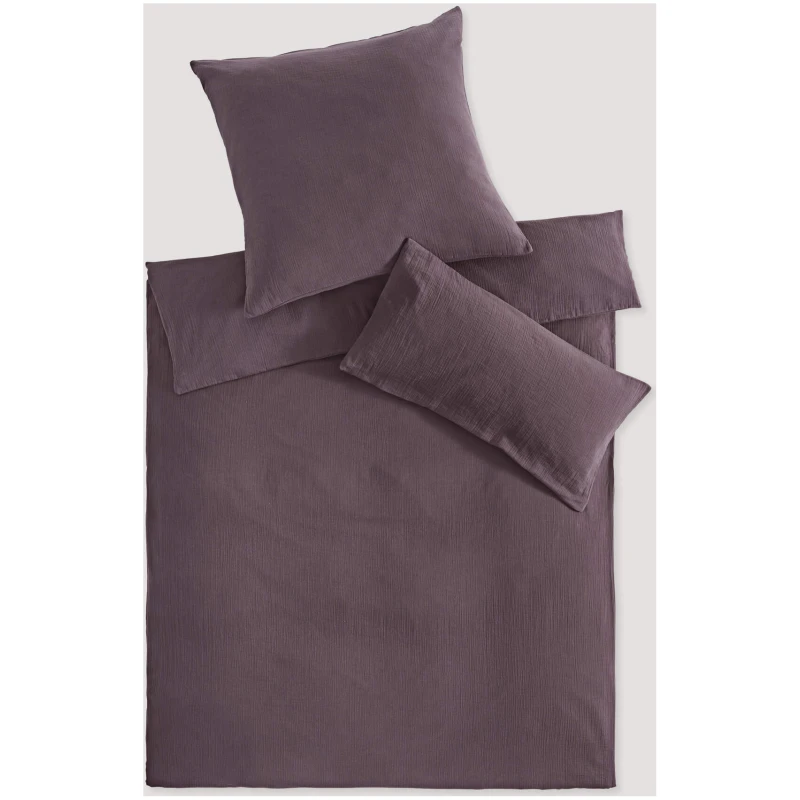 hessnatur Musselin Bettwäsche-Set aus Bio-Baumwolle - lila - Größe 135x200 / 40x80 cm