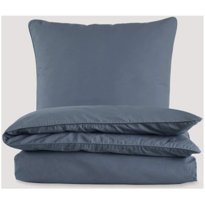 hessnatur Perkal Bettwäsche-Set aus Bio-Baumwolle - blau - Größe 135x200 / 40x80 cm