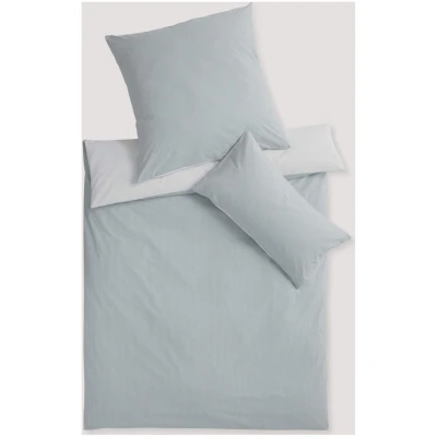hessnatur Perkal Wende-Bettwäsche-Set PIET aus Bio-Baumwolle - blau - Größe 240x220 / 2x40x80 cm