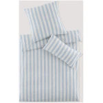 hessnatur Renforcé Bettwäsche-Set CANNES aus Bio-Baumwolle - blau - Größe 135x200 / 40x80 cm