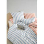 hessnatur Renforcé Bettwäsche-Set CANNES aus Bio-Baumwolle - blau - Größe 135x200 / 40x80 cm
