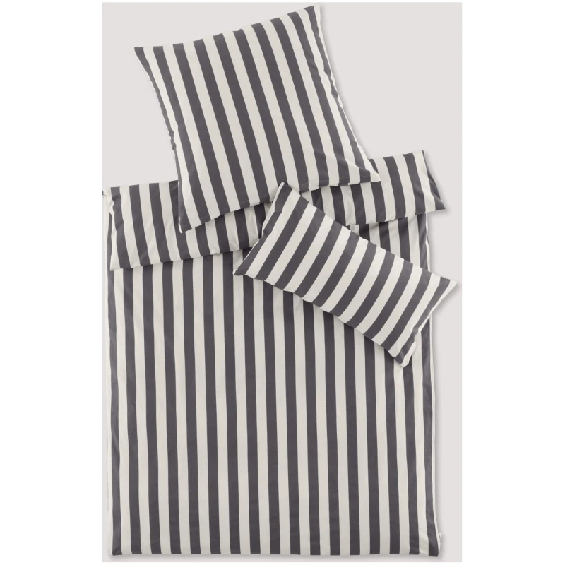 hessnatur Renforcé Bettwäsche-Set CANNES aus Bio-Baumwolle - grau - Größe 240x220 / 2x40x80 cm