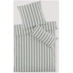 hessnatur Renforcé Bettwäsche-Set CANNES aus Bio-Baumwolle - grün - Größe 135x200 / 40x80 cm