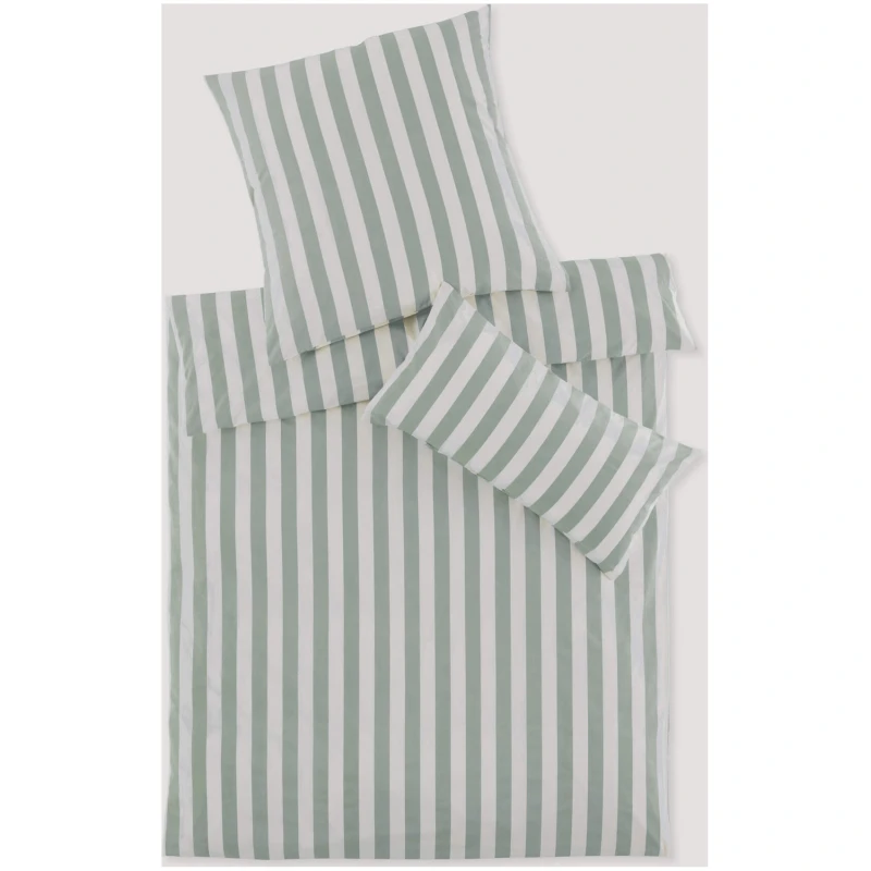 hessnatur Renforcé Bettwäsche-Set CANNES aus Bio-Baumwolle - grün - Größe 135x200 / 40x80 cm