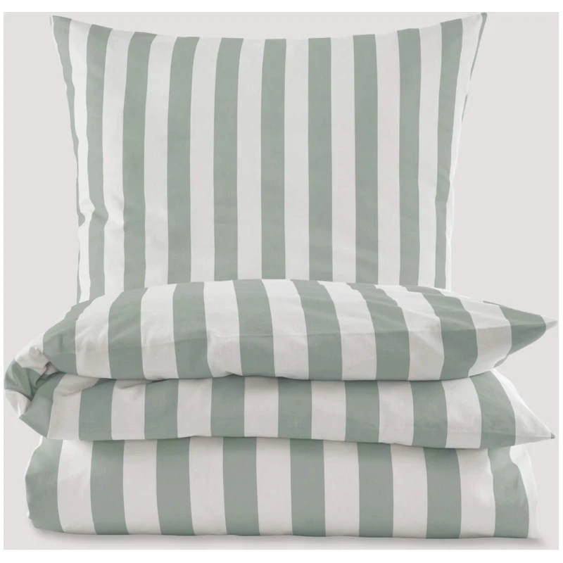 hessnatur Renforcé Bettwäsche-Set CANNES aus Bio-Baumwolle - grün - Größe 135x200 / 40x80 cm
