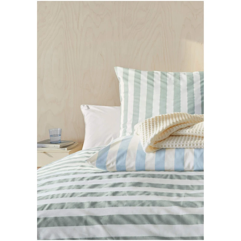 hessnatur Renforcé Bettwäsche-Set CANNES aus Bio-Baumwolle - grün - Größe 135x200 / 40x80 cm