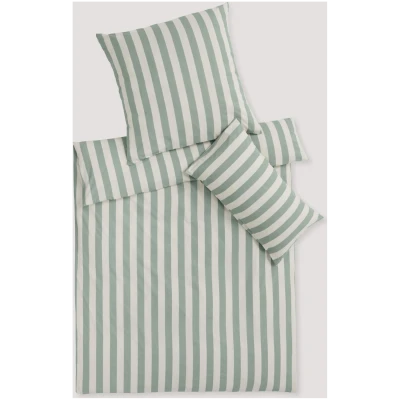 hessnatur Renforcé Bettwäsche-Set CANNES aus Bio-Baumwolle - grün - Größe 240x220 / 2x40x80 cm