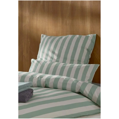 hessnatur Renforcé Bettwäsche-Set CANNES aus Bio-Baumwolle - grün - Größe 240x220 / 2x40x80 cm