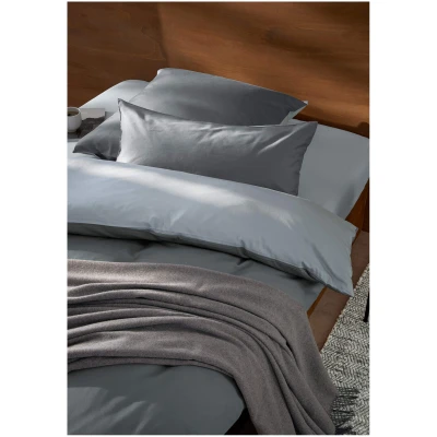 hessnatur Satin Wende Bettwäsche Set aus Bio-Baumwolle - grau - Größe 240x220 / 2x40x80 cm