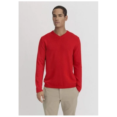 hessnatur V-Pullover Regular aus reiner Bio-Baumwolle mit Bio-Merinowolle