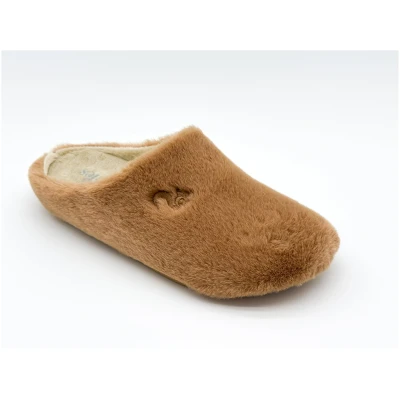 thies Damen vegan Pantoffel Flauschig Kamel