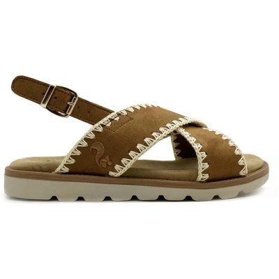 thies Damen vegan Sandale Rec Soft Woven Tobacco Braun