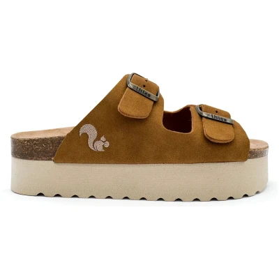 thies Damen vegan Sandalen Plateau Cognac