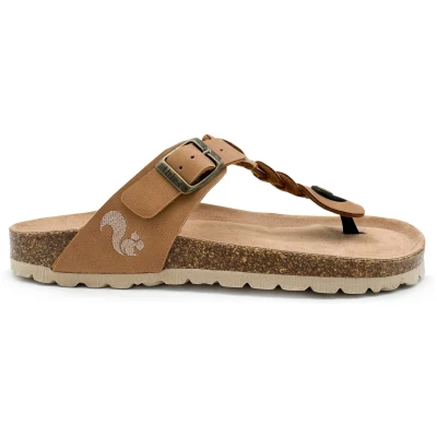 thies Damen vegan Sandalen Zehensteg Zopf Cashew