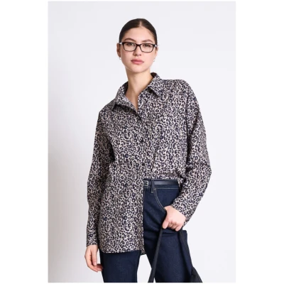Bluse Oversized Mamro Leo Print Braun